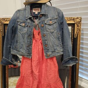 Mossimo Supply Co. Denim Jacket and Coral Dress